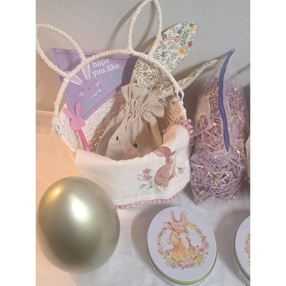 🐣 Easter Basket Set of 2 Bunny Baskets 🐰🥚 Eggs Grass Ready to Gift All NEW